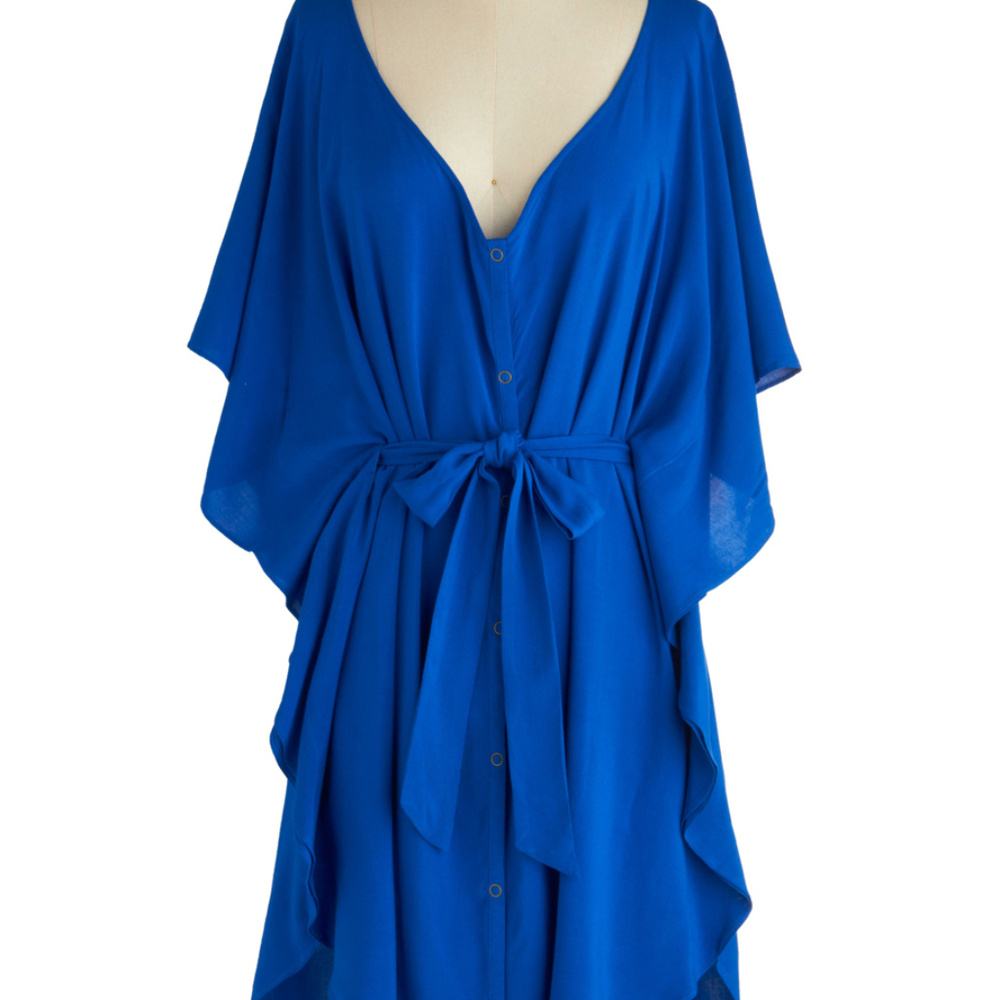 Royal Blue flowy Jack BB Dakota Dublin flutter sleeve dress with belt